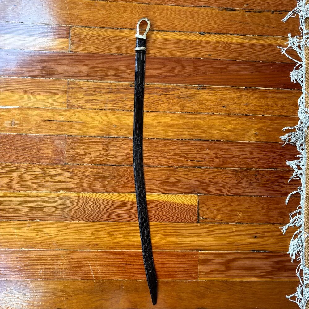 Talbots 90s Vintage Black Leather Crocodile Belt Made in Italy Small CBK